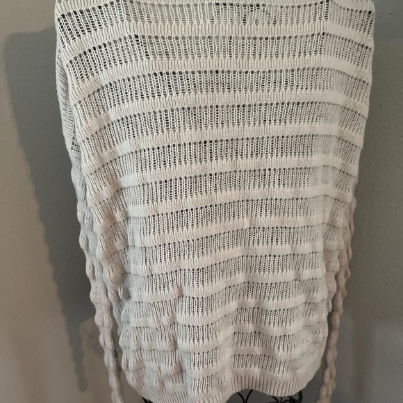 Theory 39862 Wool Open Knit Crochet Woman Sz S Long Sleeve Ripple Sweater - Picture 8 of 9